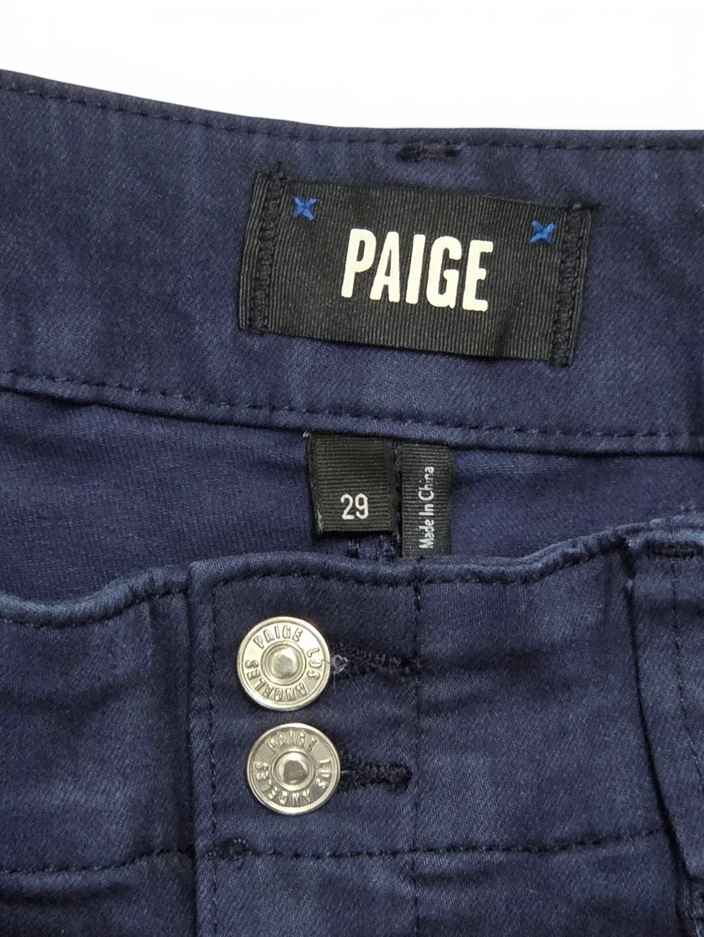 PAIGE Brooklyn High Rise Pleated Cuffed Chino Shorts Deep Indigo Wash Size 29